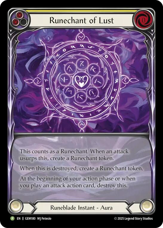 Runechant of Lust (Yellow) [GEM180-RF] (GEM Pack 5)  Rainbow Foil