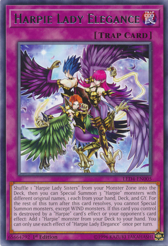 Harpie Lady Elegance [LED4-EN005] Rare