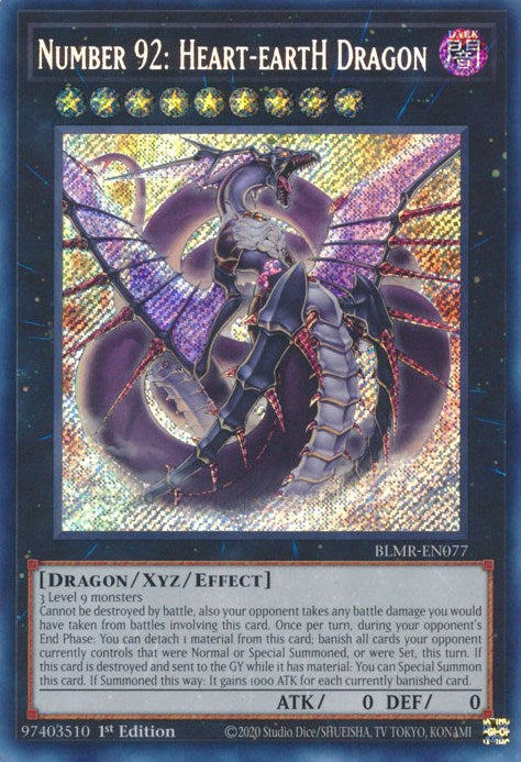 Number 92: Heart-eartH Dragon [BLMR-EN077] Secret Rare