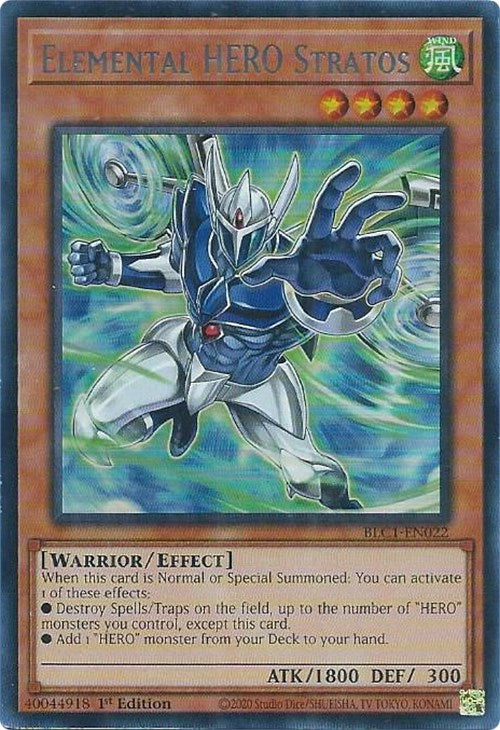 Elemental HERO Stratos (Alternate Art) (Silver) [BLC1-EN022] Ultra Rare