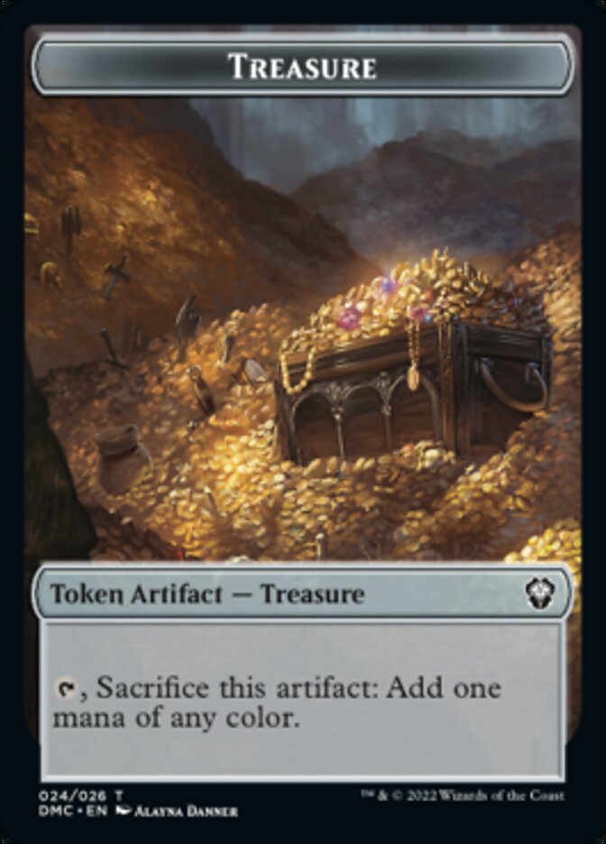 Ravagan // Treasure Double-sided Token [Dominaria United Commander Tokens]